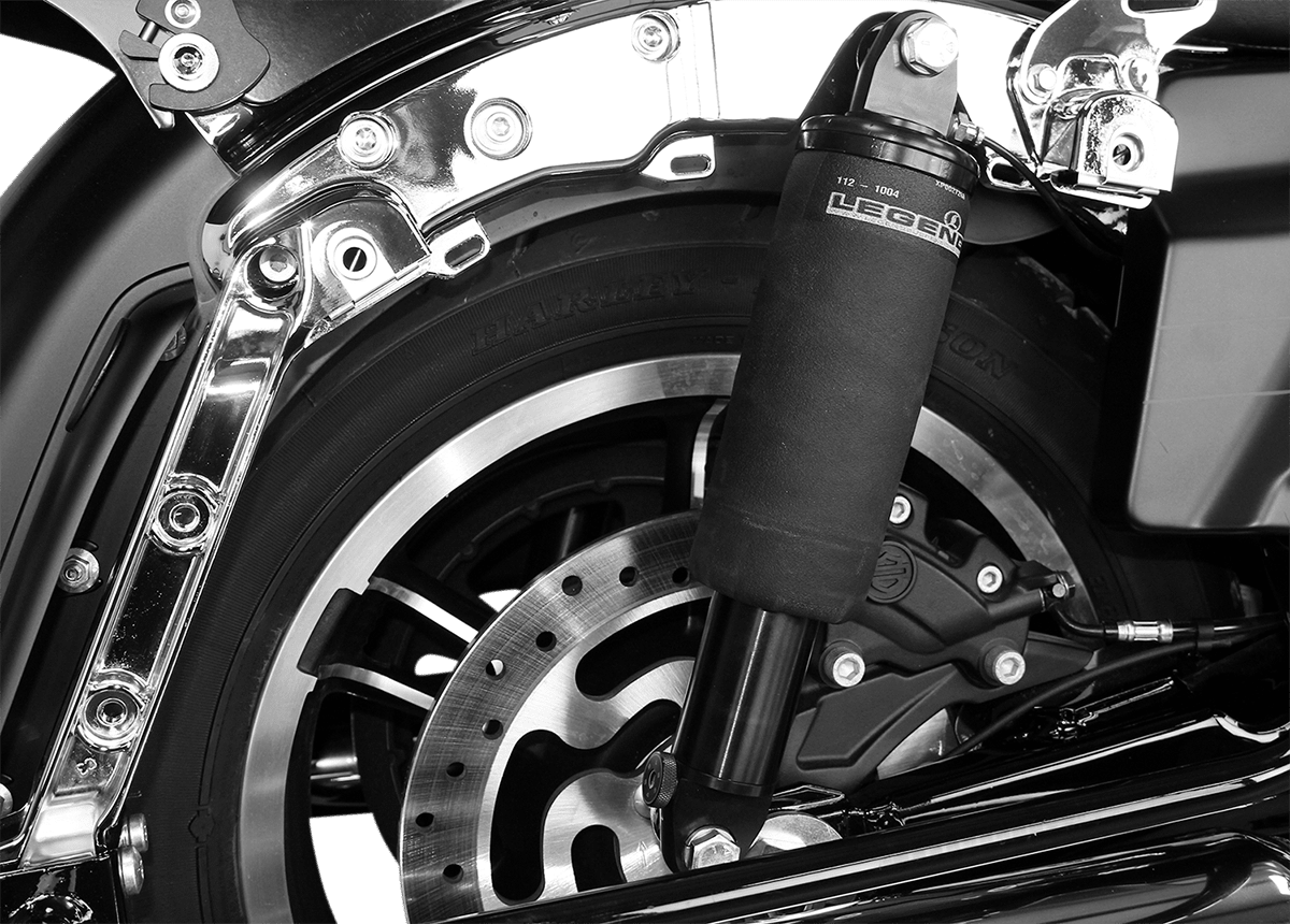 Legend Suspension AIR-A FL Adjustable Air Suspension System with Black Handlebar Control for FLH Models - Part No. 1311-0153 - Kelly Motorsports