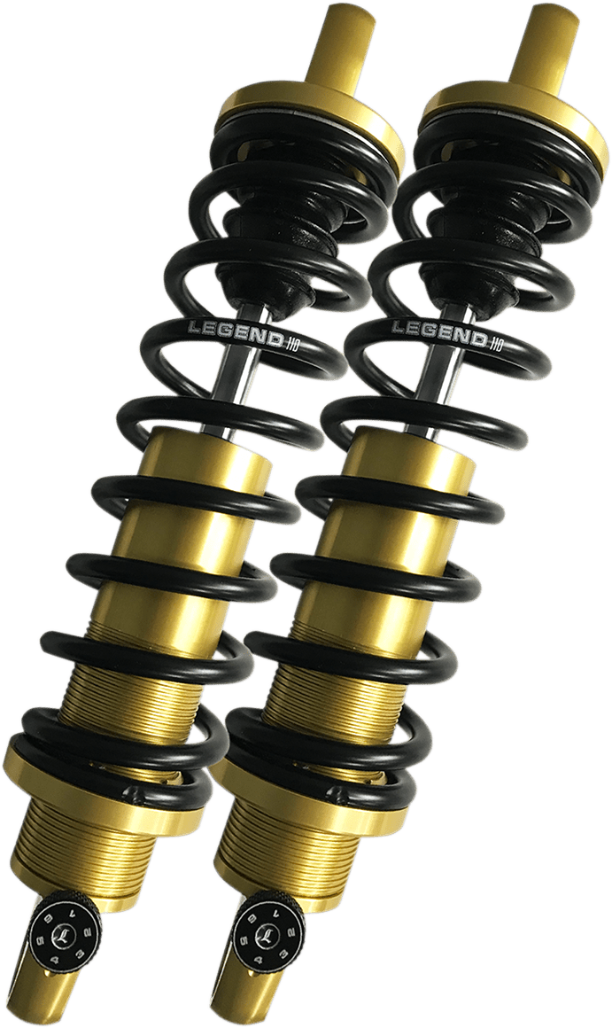 Legend Suspension REVO-A Shocks - 12 inch Gold Adjustable Coil Spring for Touring Bikes (Part #1310-1740) - Kelly Motorsports