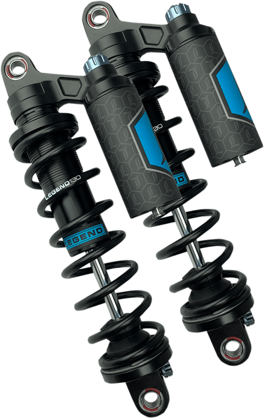 Legend Suspension Revo ARC Piggyback Shocks for 2004-2022 Harley Sportster, 14-inch Heavy Duty Black Part #1310-1897 - Kelly Motorsports