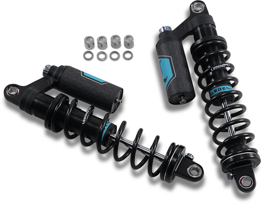 Legend Suspension Revo ARC Piggyback Shocks for 2004-2022 Harley Sportster, 14-inch Heavy Duty Black Part #1310-1897 - Kelly Motorsports