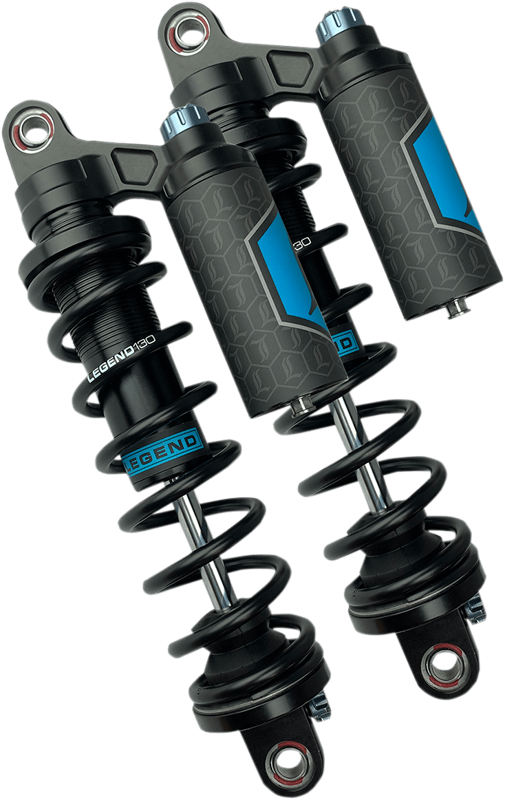Legend Suspension Revo ARC Piggyback Shocks for Harley-Davidson Sportster 2004-2022, 14-inch, Black - Kelly Motorsports