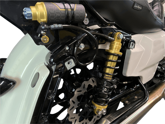 Legend Suspension Revo ARC Remote Reservoir Shocks – 13-Inch Gold for Motorcycle Touring - Kelly Motorsports