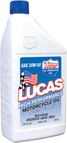 LUCAS High Performance Oil 20W - 50 4T - 1 Quart Bottle - Kelly Motorsports