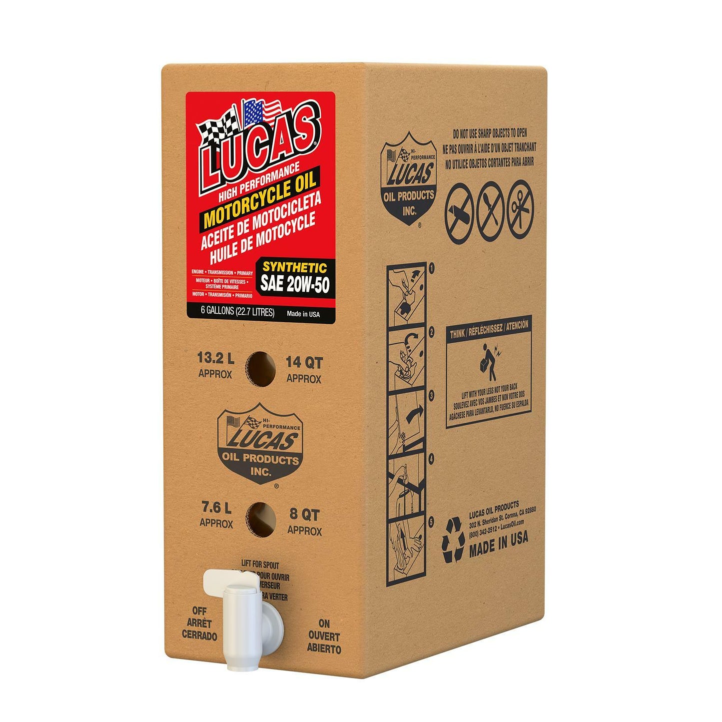 LUCAS High Performance Synthetic Engine Oil 20W - 50, 6 - Gallon Container - Kelly Motorsports