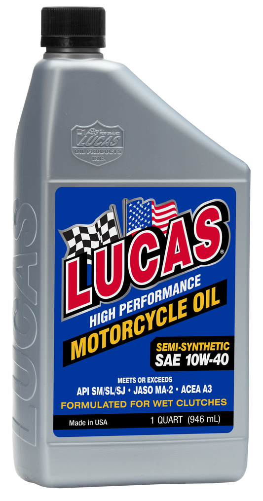 LUCAS Semi Syn HP Oil 10W - 40 4T – 1 Quart (Part Number 10710) - Kelly Motorsports