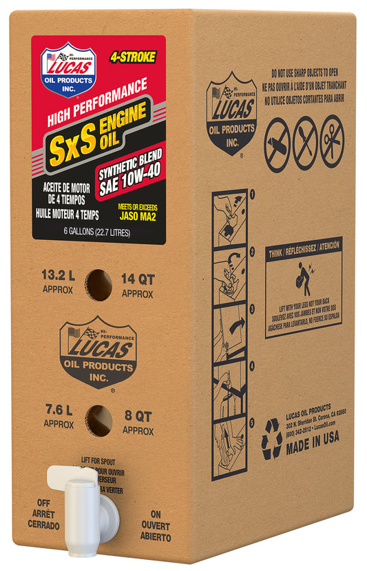LUCAS SXS Semi Synthetic Engine Oil 10W - 40, 6 - Gallon Bulk Container - Kelly Motorsports