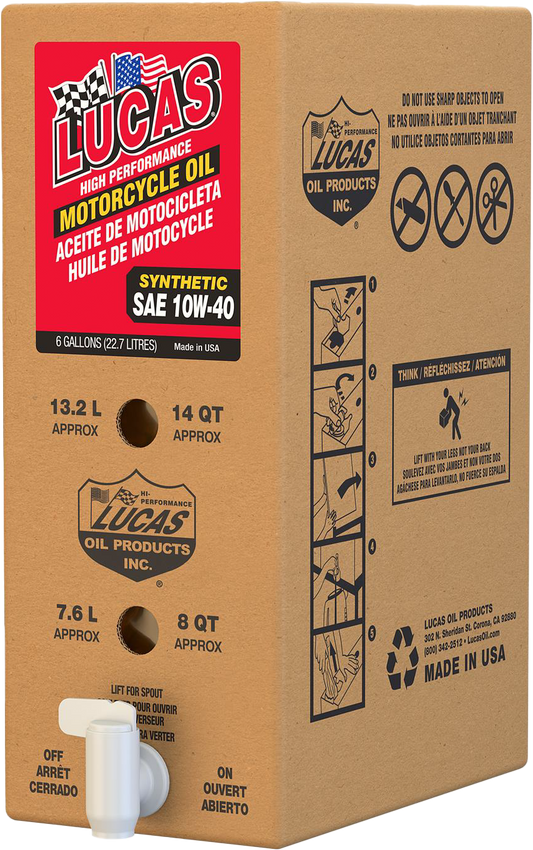 LUCAS Synthetic High Performance Oil 10W - 40 for SXS & ATV Engines - 6 Gallon Bib - Kelly Motorsports