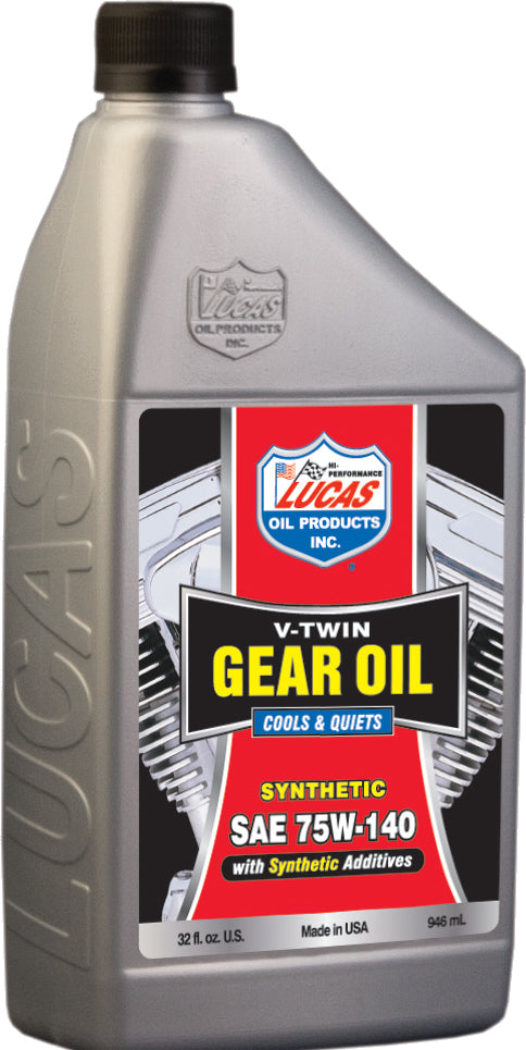 LUCAS V Twin Syn Gear Oil 75W - 140 with Part Number 10791, 1 Quart Bottle - Kelly Motorsports