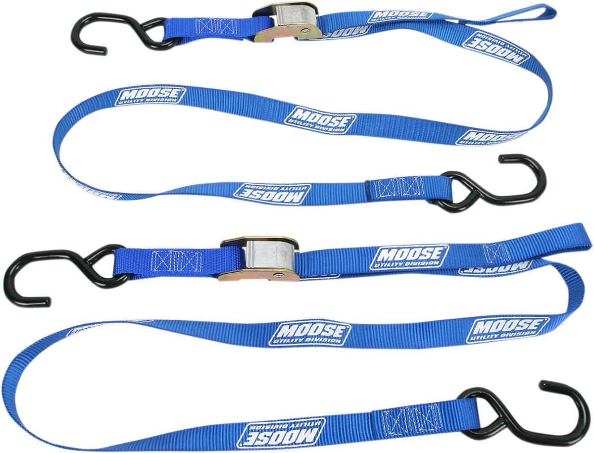 Moose Offroad 1-Inch Blue Tie-Down Straps with Heavy-Duty Hooks (Part 3920-0296) - Kelly Motorsports