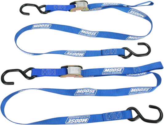 Moose Offroad 1-Inch Blue Tie-Down Straps with Heavy-Duty Hooks (Part 3920-0296) - Kelly Motorsports