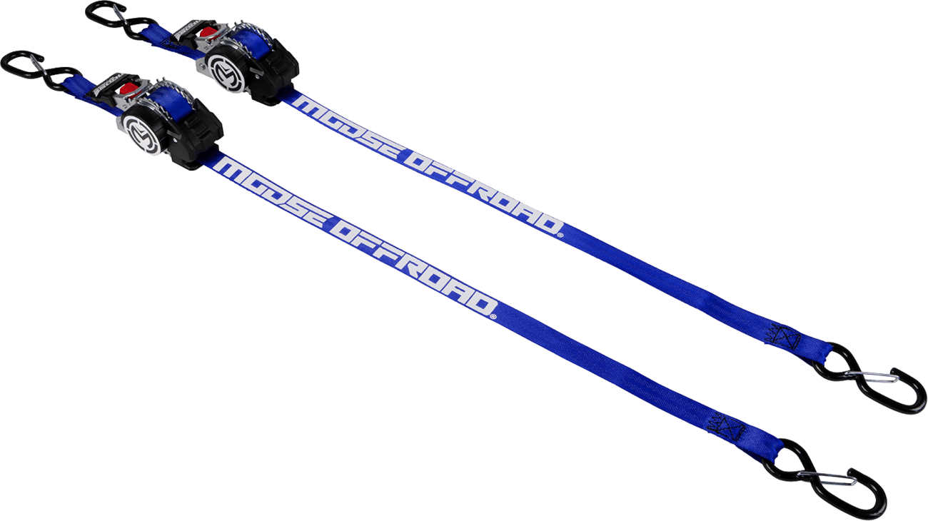 MOOSE OFFROAD 1-inch x 10-foot Blue Retractable Ratchet Tie Down - Model 3920-0552 - Kelly Motorsports