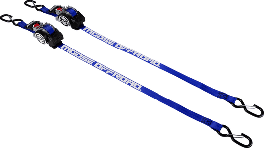 MOOSE OFFROAD 1-inch x 10-foot Blue Retractable Ratchet Tie Down - Model 3920-0552 - Kelly Motorsports