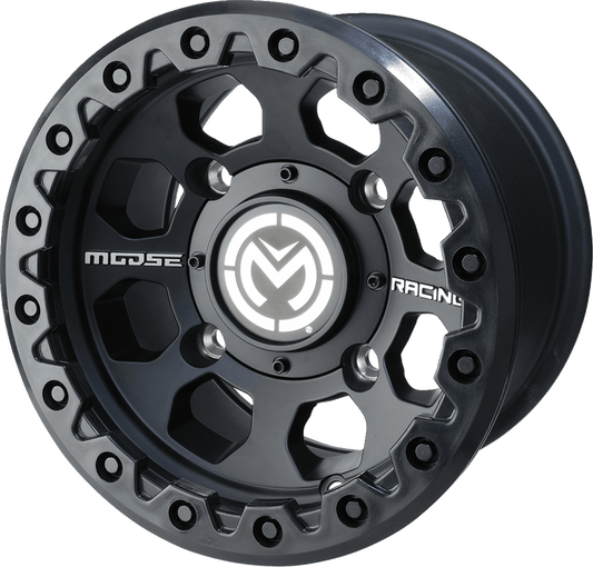 Moose Offroad 23MO128136SB4 23-Inch Rear Black Wheel for 12x8 Vehicles with 4/136 Bolt Pattern - Kelly Motorsports