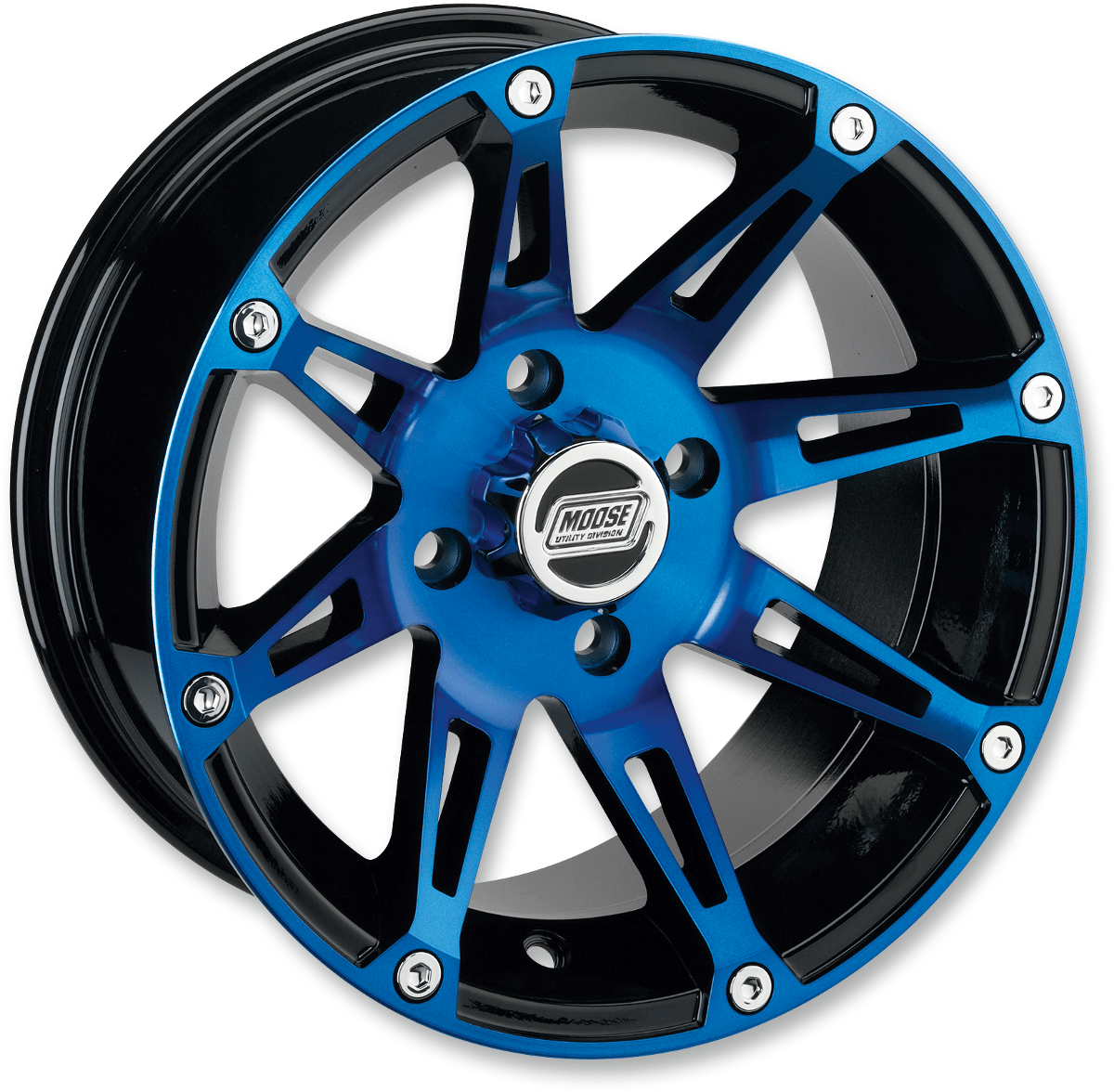 Moose Offroad 387X Front Wheel - Anodized Blue/Black 14x7 with 4x156 Bolt Pattern - Kelly Motorsports