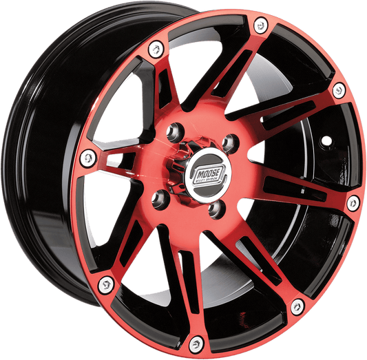 Moose Offroad 387X Front Wheel - Anodized Red/Black, 12x7, 4/110 Bolt Pattern - Kelly Motorsports