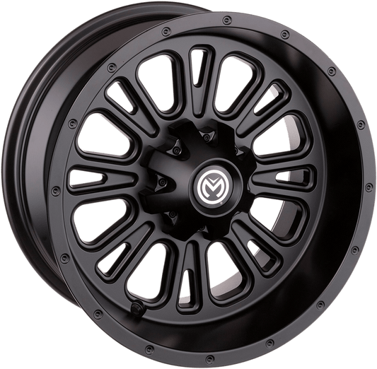 Moose Offroad 399X Rear Wheel - 12x8 Inches, Black Finish, 4 Lug Pattern with Center Caps and Lug Nut Kit Included - Kelly Motorsports