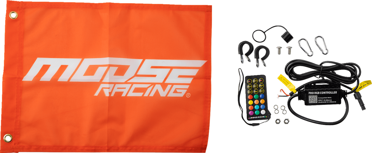 MOOSE OFFROAD 5' RGB Whip Light with Bluetooth Controller and Chase Function – Black - Part SB-CHSBTR-151PU - Kelly Motorsports