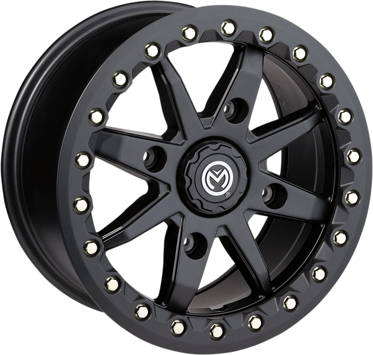 Moose Offroad 544X Beadlock Wheel - 14x7 Inch Black Off-Road Wheel with Center Caps, Part 544BL147136SB54 - Kelly Motorsports