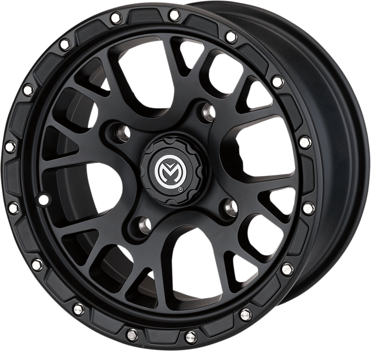 Moose Offroad 545X Black 14x7 Wheel with Center Cap - Front and Rear, 4/110 Bolt Pattern - Kelly Motorsports