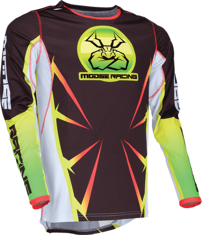 MOOSE OFFROAD Agroid Jersey 2XL Black/Yellow/White - Lightweight Performance Riding Shirt - Kelly Motorsports