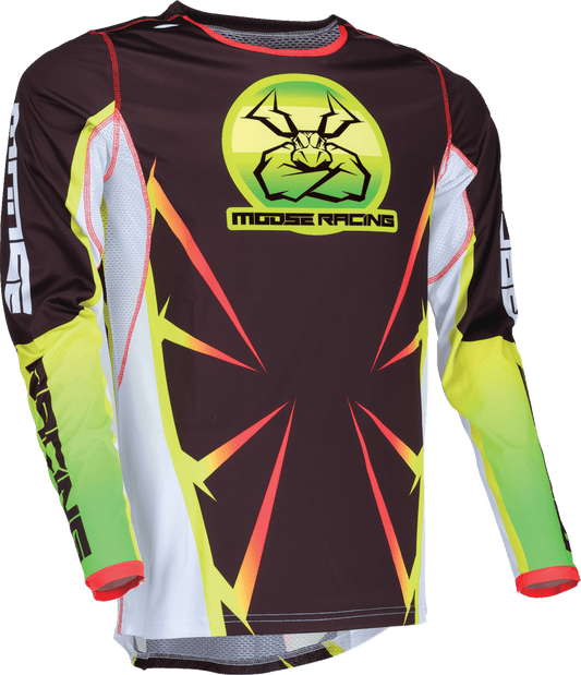 MOOSE OFFROAD Agroid Jersey 2XL Black/Yellow/White - Lightweight Performance Riding Shirt - Kelly Motorsports