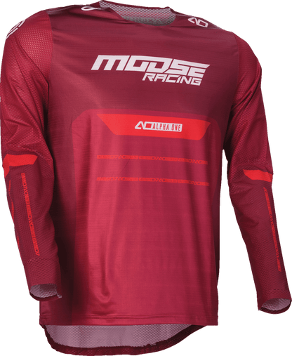 MOOSE OFFROAD Alpha One Jersey - Burgundy/White Large - Breathable Polyester Fabric - Kelly Motorsports