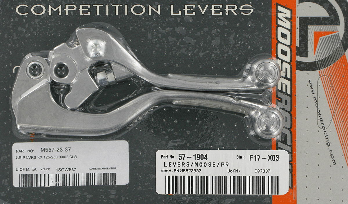 MOOSE OFFROAD Competition Lever Set - Clear Aluminum with Silicone Grips and Bronze Bushings (Part 1SGWF37) - Kelly Motorsports