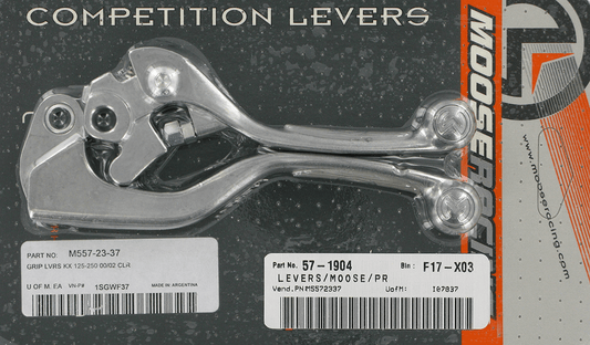 MOOSE OFFROAD Competition Lever Set - Clear Aluminum with Silicone Grips and Bronze Bushings (Part 1SGWF37) - Kelly Motorsports
