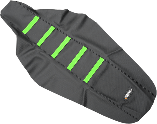 Moose Offroad KXF45016-334RT Ribbed Seat Cover for Kawasaki KX450F (2016-2018), Black with Green Ribs - Kelly Motorsports