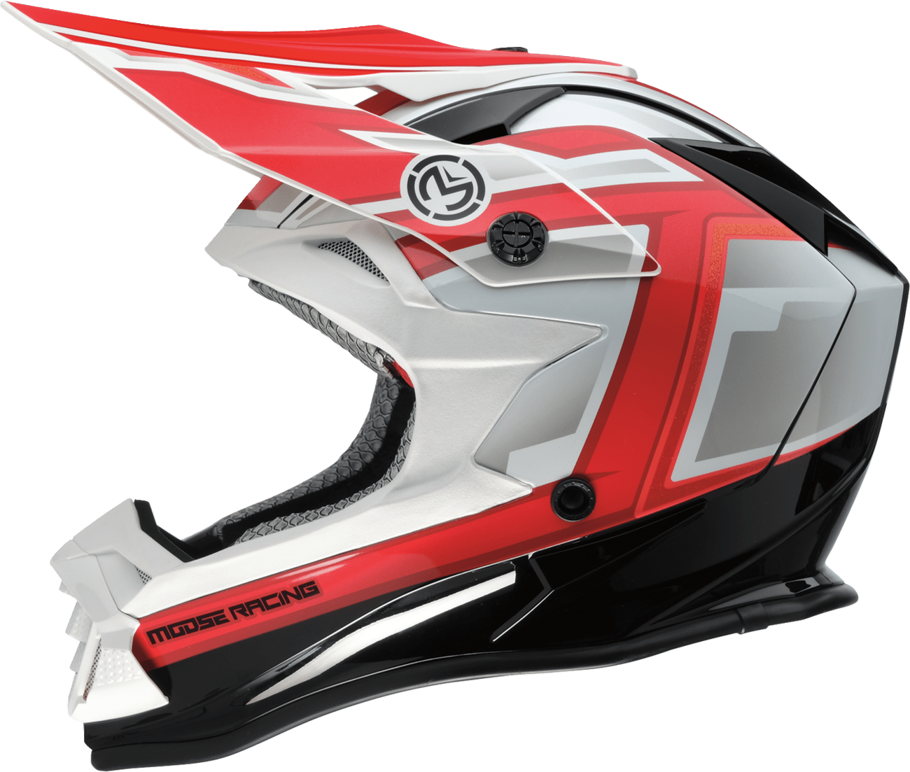 MOOSE OFFROAD MR3 Helmet F.A.F. White/Black/Red Small - Lightweight Motorcycle Helmet with Enhanced Protection - Kelly Motorsports