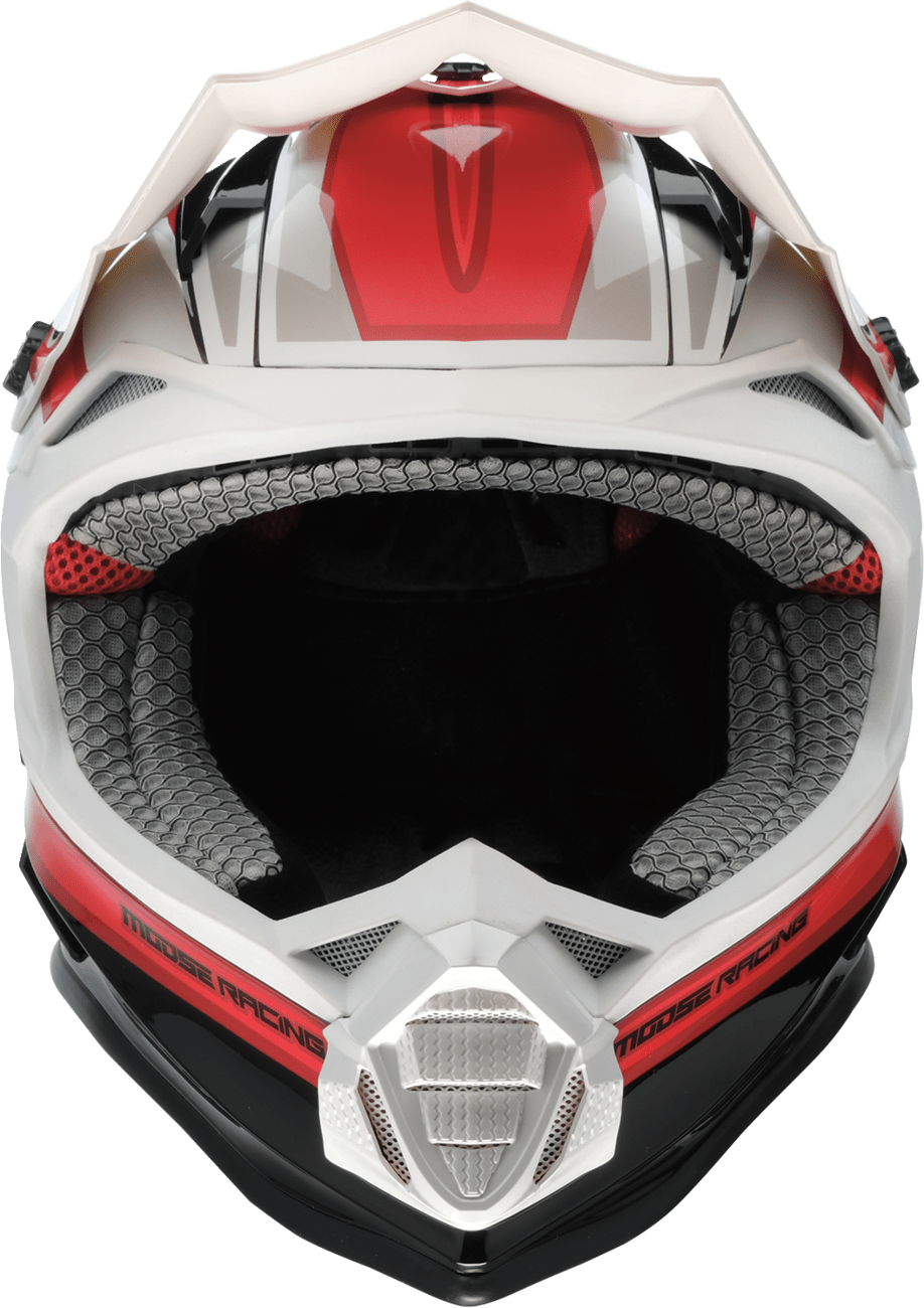 MOOSE OFFROAD MR3 Helmet F.A.F. White/Black/Red Small - Lightweight Motorcycle Helmet with Enhanced Protection - Kelly Motorsports