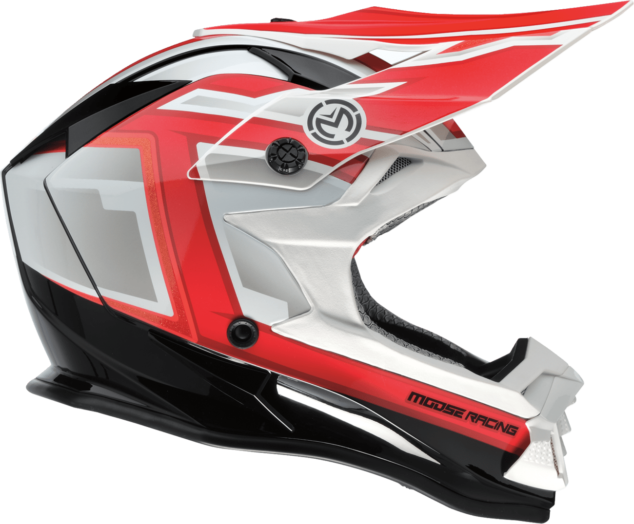 MOOSE OFFROAD MR3 Helmet F.A.F. White/Black/Red Small - Lightweight Motorcycle Helmet with Enhanced Protection - Kelly Motorsports