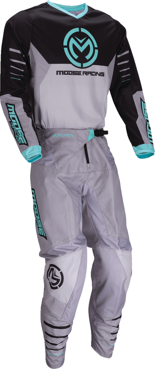 Moose Offroad Qualifier® Pants - Gray/Teal, US 30, Part No. 2901-11823 - Kelly Motorsports