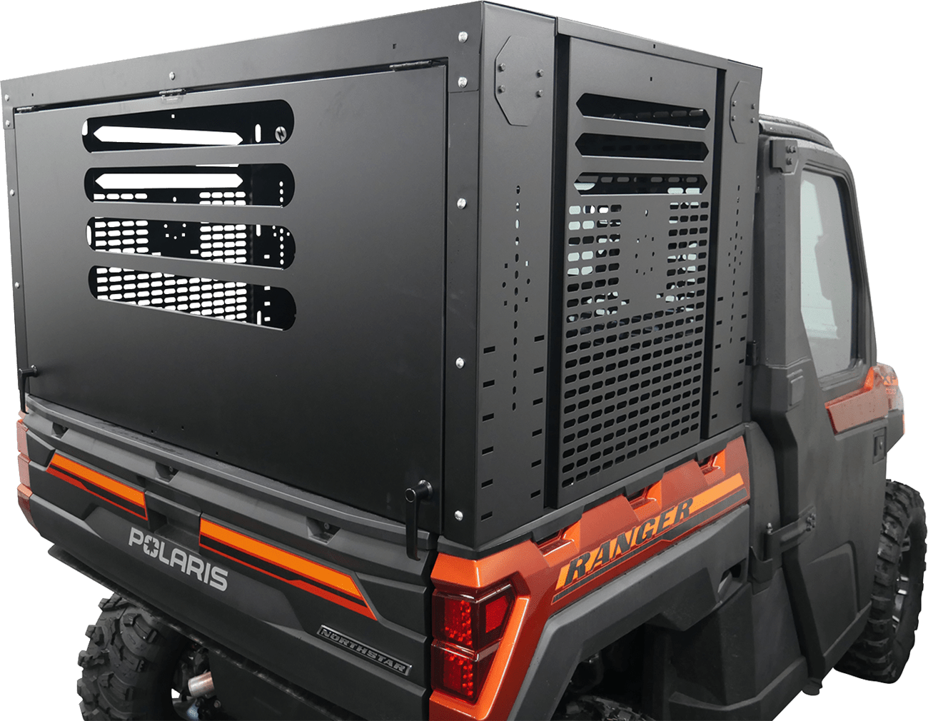 MOOSE OFFROAD Rear Enclosure for Polaris Ranger 3056PF - Durable Steel Bed Cover with Optional Drop-In Top Basket and Winging Door - Kelly Motorsports