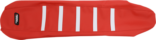 Moose Offroad Ribbed Seat Cover for Gas Gas EC/EX/MC 2021-2023, Red with White Ribs, Part GAS21-331 - Kelly Motorsports