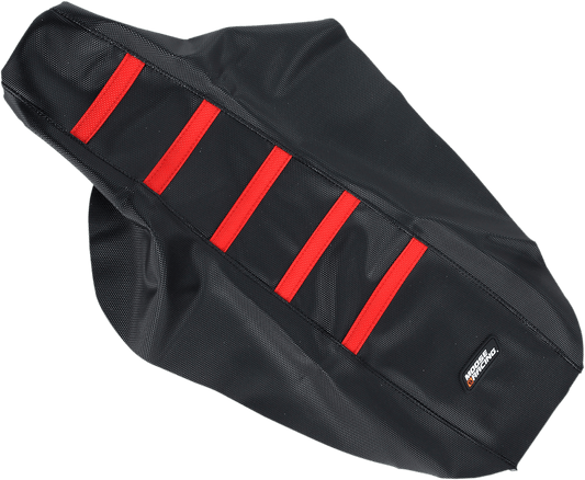 Moose Offroad Ribbed Seat Cover for Honda CR80/85 (1996-2007) - Black with Red Ribs, Part CR8096-331RT - Kelly Motorsports