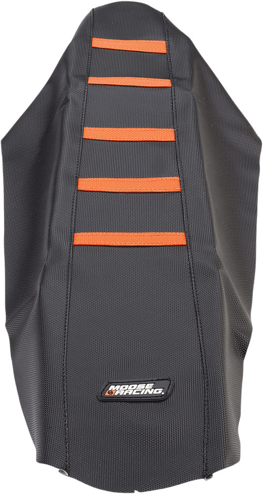 Moose Offroad Ribbed Seat Cover for KTM 2007-2011 – Black with Orange Ribs, Part Number KTM12507-336RT - Kelly Motorsports