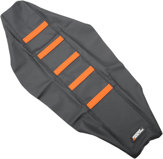 MOOSE OFFROAD Ribbed Seat Cover for KTM 2015-2018 - Black with Orange Ribs, Part Number KTM25015 - Kelly Motorsports