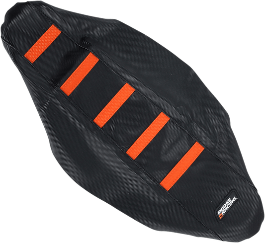 MOOSE OFFROAD Ribbed Seat Cover for KTM 85 (2013-2017) – Black with Orange Ribs, Part Number KTM8513-336RT - Kelly Motorsports