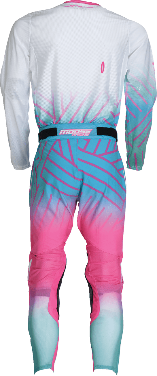 MOOSE OFFROAD Sahara Jersey XL - Pink, Blue, and White Performance Off-Road Riding Shirt - Kelly Motorsports