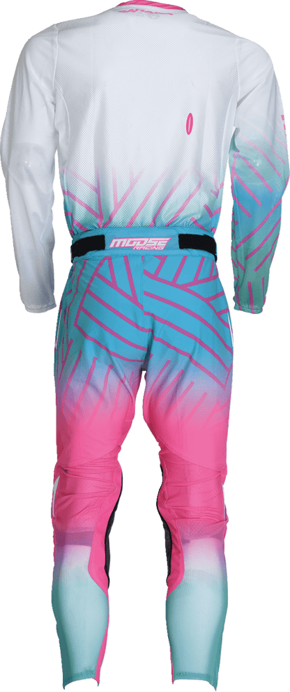 MOOSE OFFROAD Sahara Jersey XL - Pink, Blue, and White Performance Off-Road Riding Shirt - Kelly Motorsports