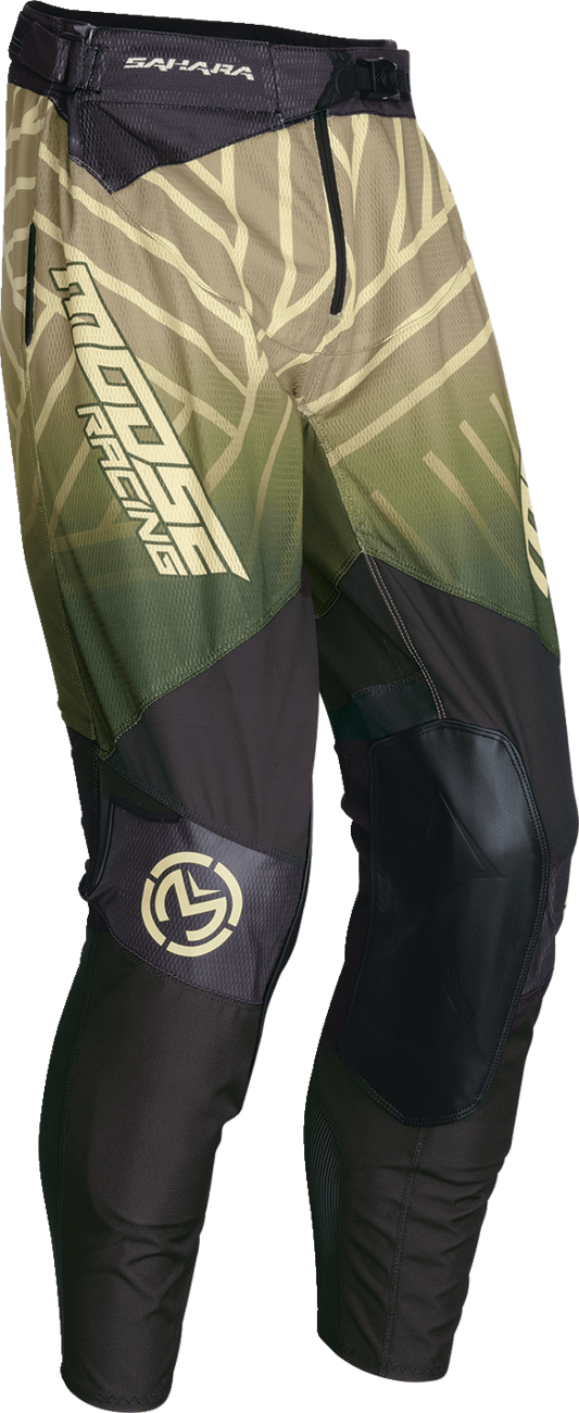 MOOSE OFFROAD Sahara Pants – Green/Black, US 28 with Durable Knee Panels and Ventilated Design - Kelly Motorsports