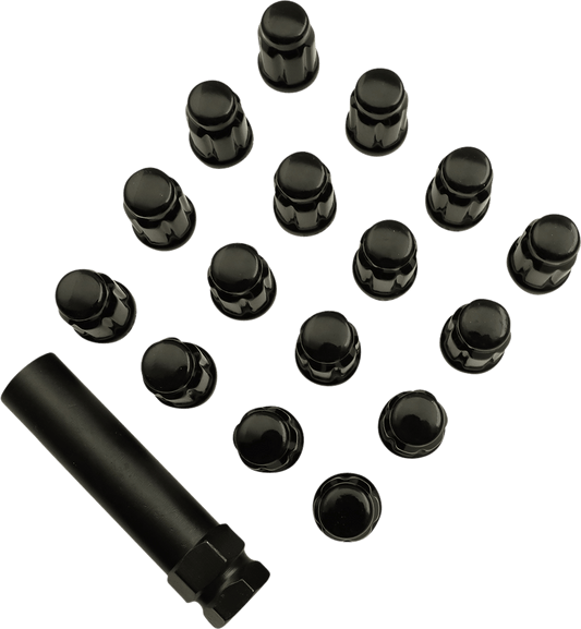 Moose Offroad Splined Lug Nuts - 3/8-24 Black, Pack of 16 (Part No. SPMO3803BL4) - Kelly Motorsports
