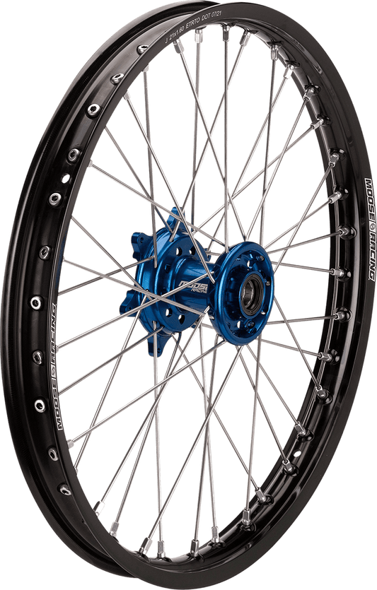 Moose Offroad SX-1 Front Wheel Assembly for Suzuki RM / Yamaha YZ - 17x1.4 Black Wheel with Blue Hub (Part YF-14017-BKBU) - Kelly Motorsports