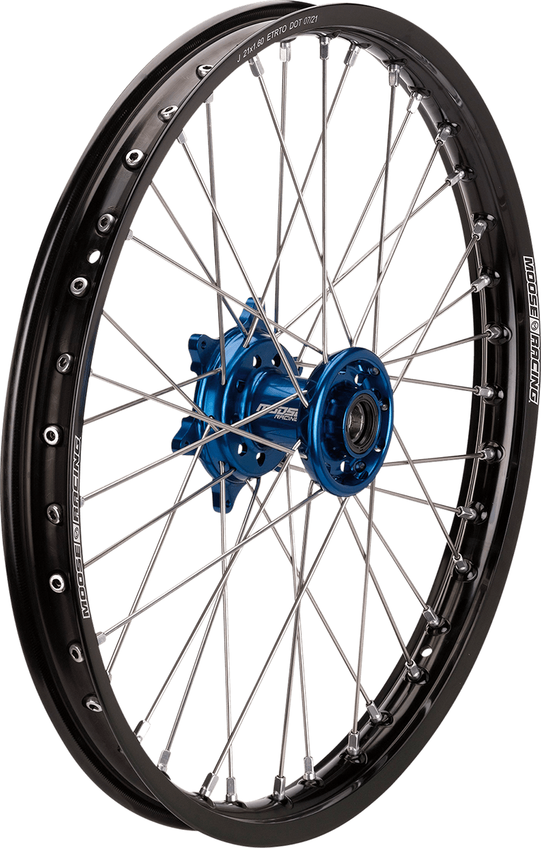 Moose Offroad SX-1 Front Wheel Assembly for Yamaha WR/YZ - 21x1.6 Black Wheel with Blue Hub, Part YFN-16021-BKBU - Kelly Motorsports