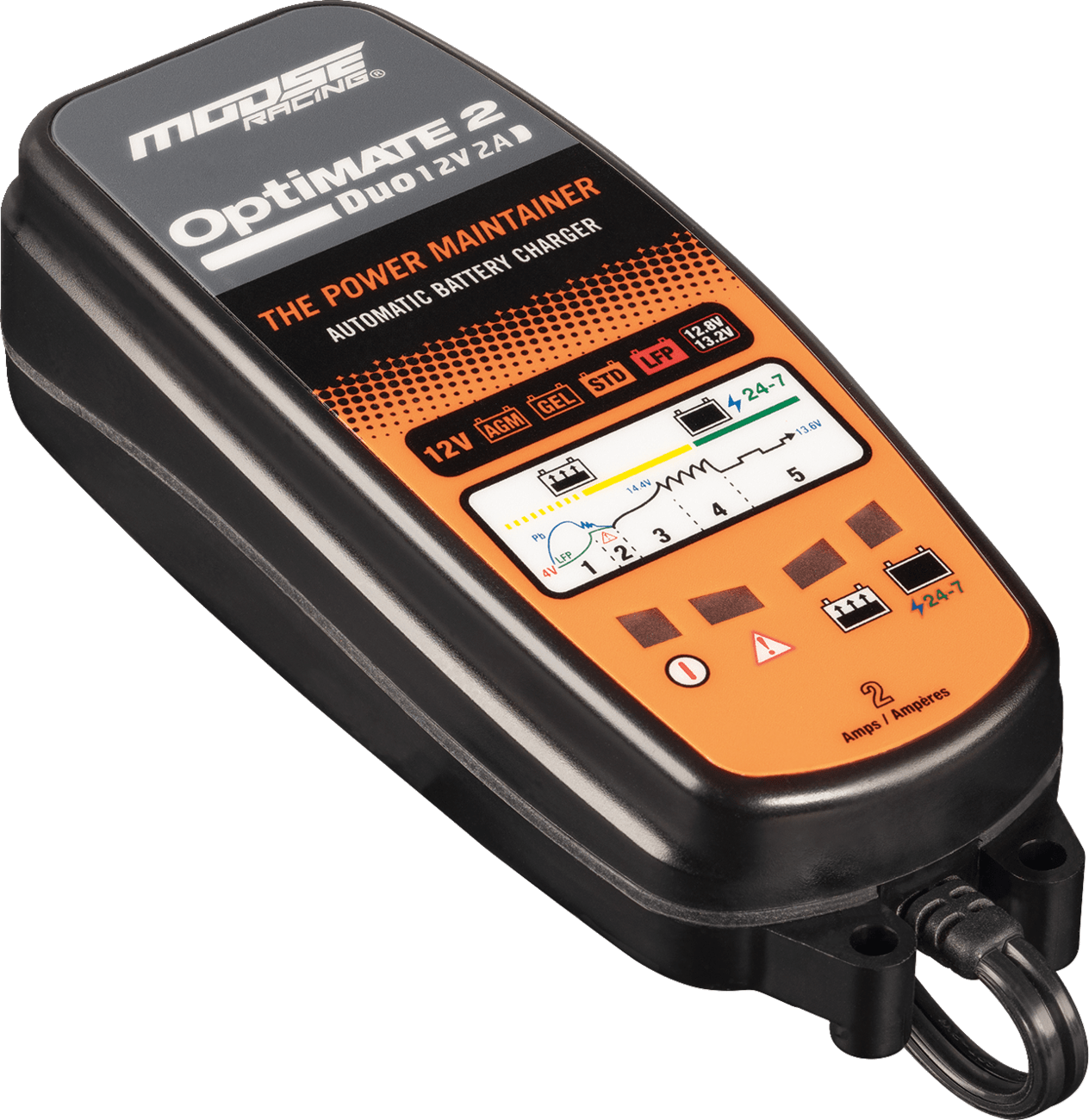 Moose Offroad TM-555 Optimate 2 Duo Battery Charger and Maintainer for 12V AGM, GEL, Lithium Batteries - Kelly Motorsports
