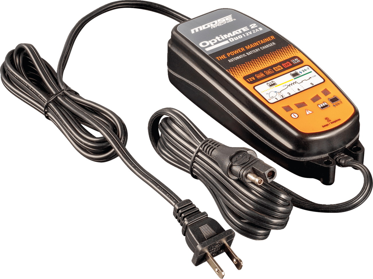 Moose Offroad TM-555 Optimate 2 Duo Battery Charger and Maintainer for 12V AGM, GEL, Lithium Batteries - Kelly Motorsports