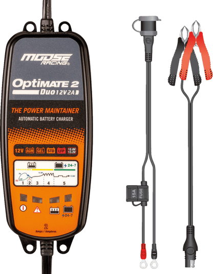 Moose Offroad TM-555 Optimate 2 Duo Battery Charger and Maintainer for 12V AGM, GEL, Lithium Batteries - Kelly Motorsports