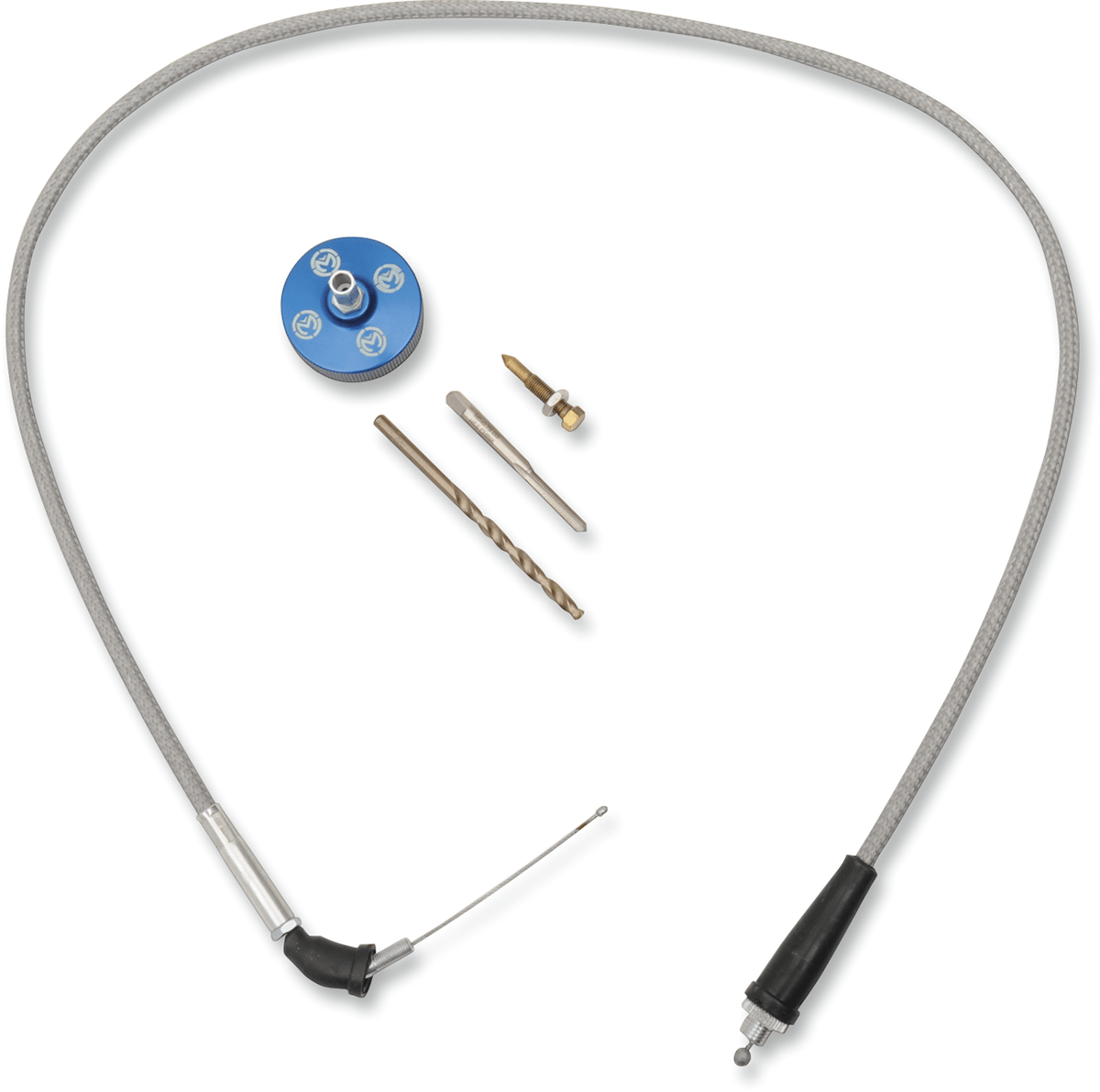 Moose Offroad Yamaha 33-CRB01-BLU Carburetor Cap Kit with Stainless Steel Braided Cable and Mikuni-Style Idle Screw - Kelly Motorsports