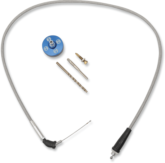 Moose Offroad Yamaha 33-CRB01-BLU Carburetor Cap Kit with Stainless Steel Braided Cable and Mikuni-Style Idle Screw - Kelly Motorsports